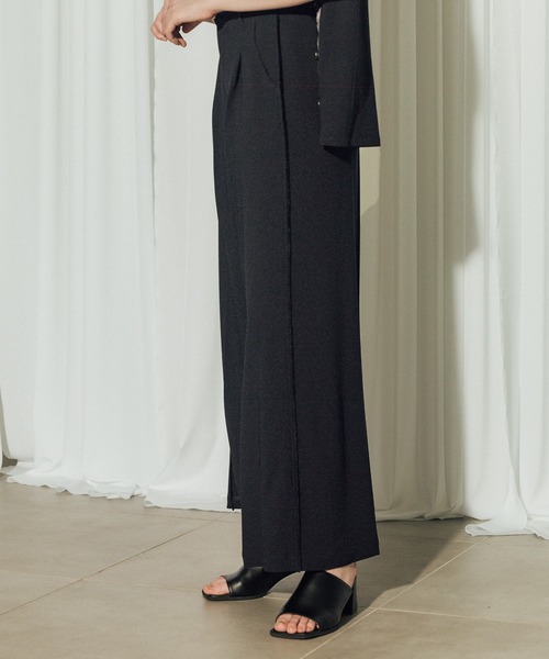 CITY TOKYO(シティトウキョウ)の「【CITY TOKYO/シティートウキョウ】Back Satin Georgette Pants/バックサテンジョーゼットパンツ(その他パンツ・レディース・アイボリー/ブラック・1)」の8枚目の写真