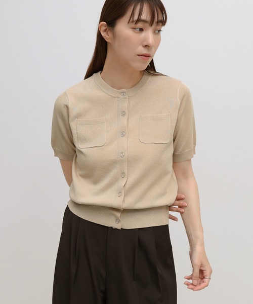 select MOCA(セレクトモカ)の「フロントポケットシンプルカーディガン(カーディガン/ボレロ・レディース・チャコールグレー/ライトピンク/ブルー/アイボリー/ベージュ・FREE)」の3枚目の写真