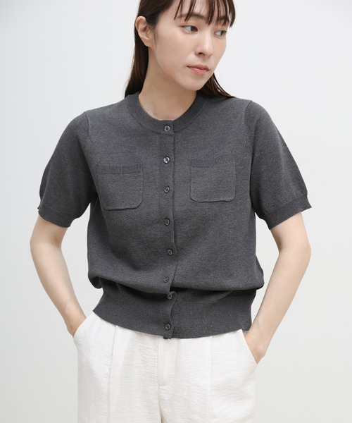 select MOCA(セレクトモカ)の「フロントポケットシンプルカーディガン(カーディガン/ボレロ・レディース・チャコールグレー/ライトピンク/ブルー/アイボリー・FREE)」の2枚目の写真