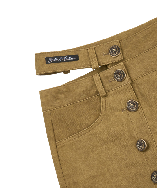 GILAARCHIVE(ギラアーカイブ)の「CUT OUT DOUBLE WAIST BUTTON SKIRTS_KHAKI(スカート・レディース・その他・MEDIUM/SMALL)」の5枚目の写真