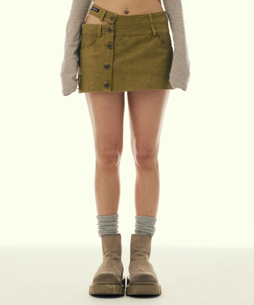 GILAARCHIVE(ギラアーカイブ)の「CUT OUT DOUBLE WAIST BUTTON SKIRTS_KHAKI(スカート・レディース・その他・MEDIUM/SMALL)」の6枚目の写真