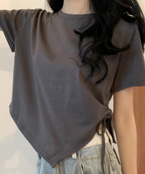 mielu(ミエル)の「アシメデザインギャザーTシャツ(Tシャツ/カットソー・レディース・グレー/ブラック・LARGE/MEDIUM)」の10枚目の写真