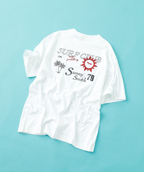 Sunny Smith(サニースミス)の「Sunny Smirh SURF CLUB 両面刺繍Tシャツ 半袖(Tシャツ/カットソー・メンズ・ホワイト/アッシュグレー/スミクロ・L/M)」の1枚目の写真