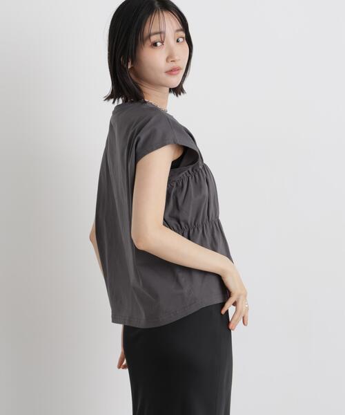 NANO universe(ナノユニバース)の「フロントシャーリングデザインカットトップス(Tシャツ/カットソー・レディース・ピンク/ライトベージュ/チャコール・FREE)」の19枚目の写真
