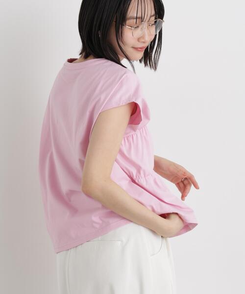 NANO universe(ナノユニバース)の「フロントシャーリングデザインカットトップス(Tシャツ/カットソー・レディース・ピンク/ライトベージュ/チャコール・FREE)」の13枚目の写真