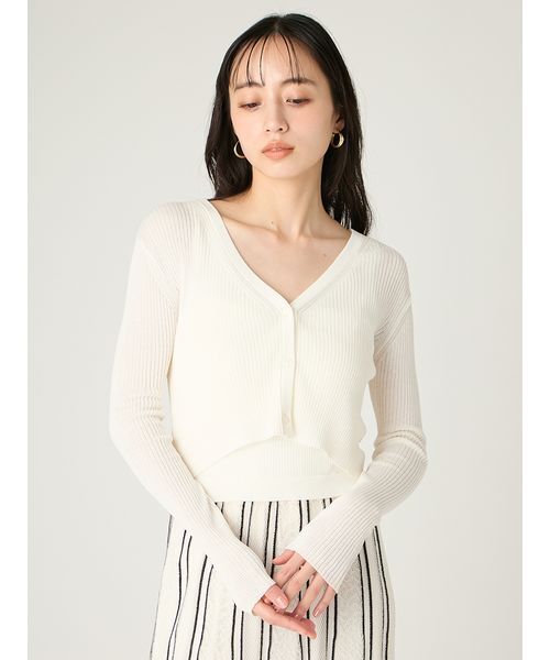 FRAY I.D（フレイアイディー）の「クロップドシアーカーディガン（カーディガン/ボレロ・レディース・ブラック/ベージュ/アイボリー・F）」の4枚目の写真