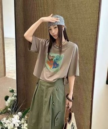 アートハートプリントワイド半袖Tシャツ