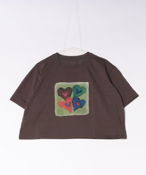 MONO8(モノハチ)の「アートハートプリントワイド半袖Tシャツ(Tシャツ/カットソー・レディース・グレー/モカ/ホワイト・M)」の6枚目の写真