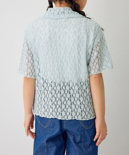 ROPE' PICNIC(ロペピクニック)の「【KIDS/キッズ】カットレースポロトップス/リンクコーデ(カーディガン/ボレロ・キッズ・ホワイト/サックスブルー・L/M/S)」の14枚目の写真