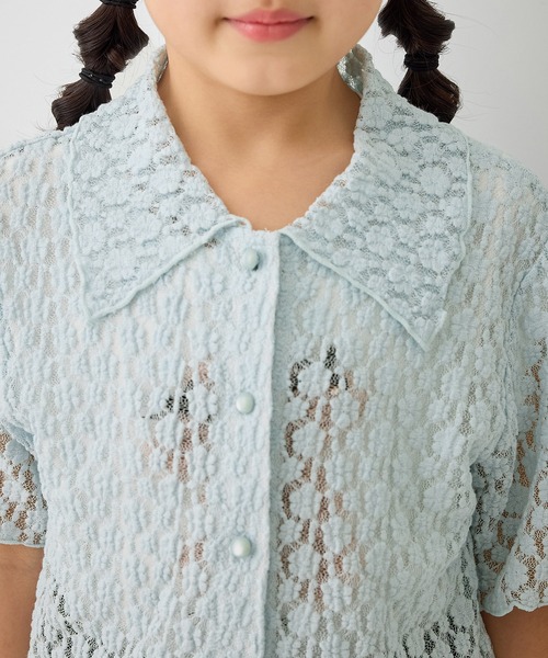 ROPE' PICNIC(ロペピクニック)の「【KIDS/キッズ】カットレースポロトップス/リンクコーデ(カーディガン/ボレロ・キッズ・ホワイト/サックスブルー・L/M/S)」の15枚目の写真