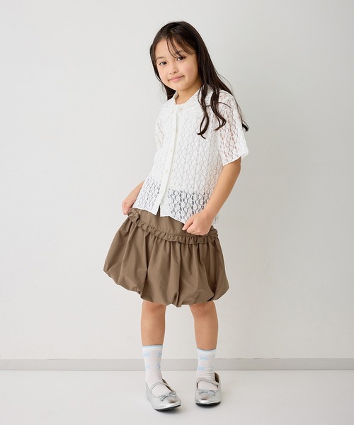 ROPE' PICNIC(ロペピクニック)の「【KIDS/キッズ】カットレースポロトップス/リンクコーデ(カーディガン/ボレロ・キッズ・ホワイト/サックスブルー・L/M/S)」の5枚目の写真