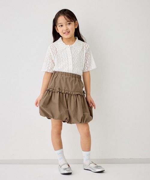 ROPE' PICNIC(ロペピクニック)の「【KIDS/キッズ】カットレースポロトップス/リンクコーデ(カーディガン/ボレロ・キッズ・ホワイト/サックスブルー・L/M/S)」の6枚目の写真