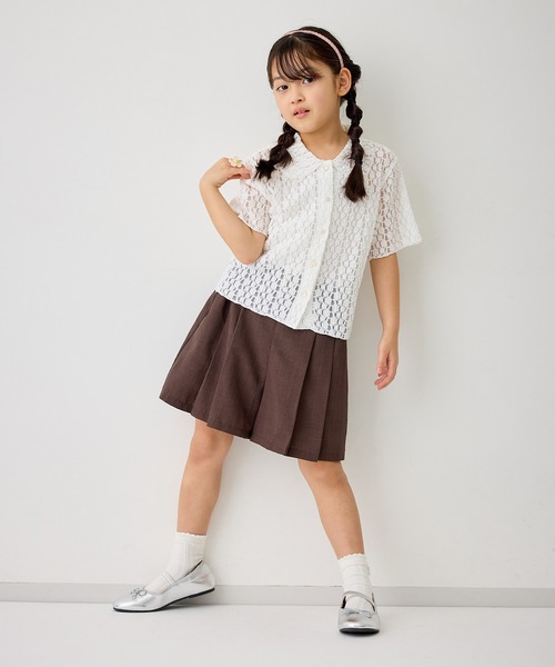 ROPE' PICNIC(ロペピクニック)の「【KIDS/キッズ】カットレースポロトップス/リンクコーデ(カーディガン/ボレロ・キッズ・ホワイト/サックスブルー・L/M/S)」の8枚目の写真