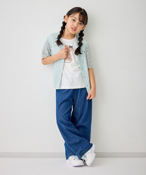 ROPE' PICNIC(ロペピクニック)の「【KIDS/キッズ】カットレースポロトップス/リンクコーデ(カーディガン/ボレロ・キッズ・ホワイト/サックスブルー・L/M/S)」の9枚目の写真