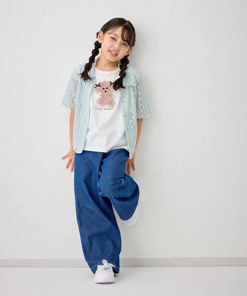 ROPE' PICNIC(ロペピクニック)の「【KIDS/キッズ】カットレースポロトップス/リンクコーデ(カーディガン/ボレロ・キッズ・ホワイト/サックスブルー・L/M/S)」の10枚目の写真