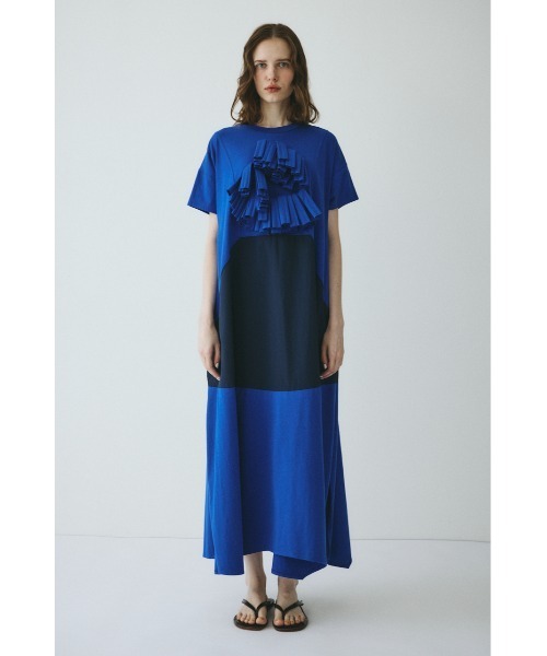 HeRIN.CYE ヘリンドットサイ　フロントリボンドッキングドレス　ワンピース セール】Front ribbon docking dress / フロントリボンドッキング