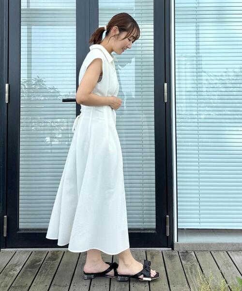 couture brooch（クチュールブローチ）の「【洗える】サッカー シャツワンピース（ワンピース・レディース・ブラック系1/オフホワイト/ブルー系2・36/38/40/42）」の11枚目の写真