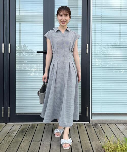 couture brooch（クチュールブローチ）の「【洗える】サッカー シャツワンピース（ワンピース・レディース・ブラック系1/オフホワイト/ブルー系2・36/38/40/42）」の21枚目の写真