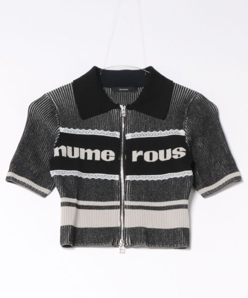 EMODA（エモダ）の「PLATING LOGO LACE HALF KNIT（ニット/セーター・レディース・ミント/ピンク/ブラック・FREE）」の2枚目の写真