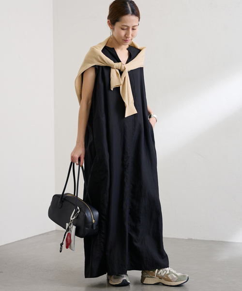 FRAMeWORK(フレームワーク)の「≪洗濯機洗い可 / 追加≫フィブリルポプリンサックDRESS 2(ワンピース・レディース・カーキ/ブラック・36/38)」の18枚目の写真