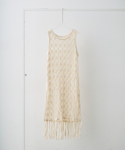 Crisp(クリスプ)の「flower motif fringe onepiece / フラワーモチーフフリンジワンピース(チュニック・レディース・アイボリー・FREE)」の15枚目の写真