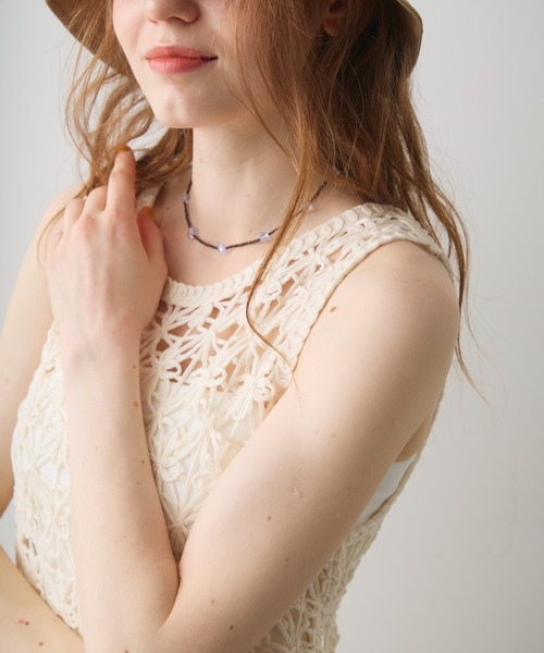 Crisp(クリスプ)の「flower motif fringe onepiece / フラワーモチーフフリンジワンピース(チュニック・レディース・アイボリー・FREE)」の10枚目の写真