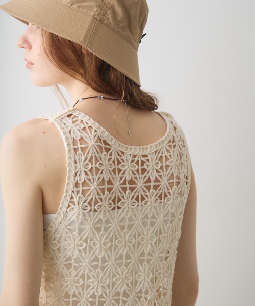 Crisp(クリスプ)の「flower motif fringe onepiece / フラワーモチーフフリンジワンピース(チュニック・レディース・アイボリー・FREE)」の11枚目の写真