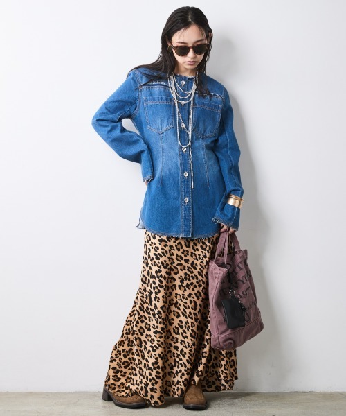 CHIC STYLE(シックスタイル)の「Aラインサテンマキシスカート<大きいサイズ有>シックスタイル(スカート・レディース・シルバーグレー/レオパード・3L/LL/L/M/5L/4L)」の8枚目の写真