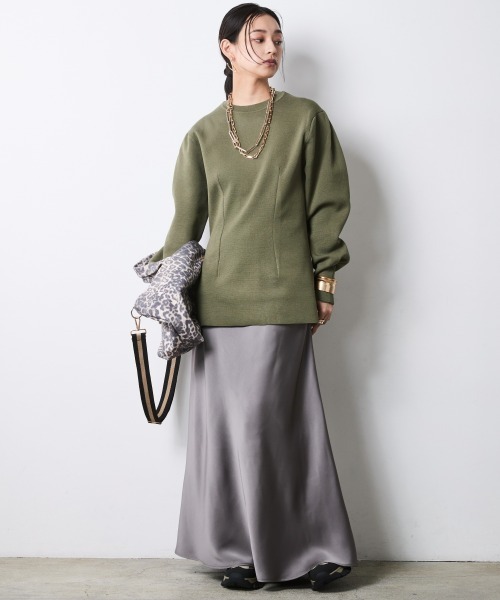 CHIC STYLE(シックスタイル)の「Aラインサテンマキシスカート<大きいサイズ有>シックスタイル(スカート・レディース・シルバーグレー/レオパード・3L/LL/L/M/5L/4L)」の9枚目の写真