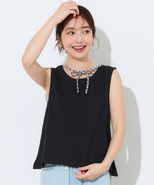 coca(coca)(コカ)の「コットン天竺タンクトップ(タンクトップ・レディース・ブラック/ベージュ・M/L/XL/S)」の2枚目の写真
