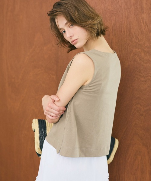 coca(coca)(コカ)の「コットン天竺タンクトップ(タンクトップ・レディース・ブラック/ベージュ・M/L/XL/S)」の4枚目の写真
