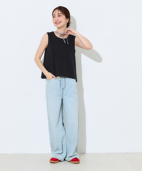 coca(coca)(コカ)の「コットン天竺タンクトップ(タンクトップ・レディース・ブラック/ベージュ・M/L/XL/S)」の9枚目の写真