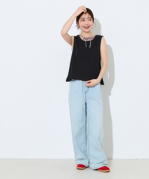 coca(coca)(コカ)の「コットン天竺タンクトップ(タンクトップ・レディース・ブラック/ベージュ・M/L/XL/S)」の12枚目の写真
