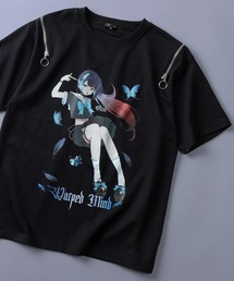 【82】グラフィックプリント ショルダージップ クルーネックTシャツ/ユニセックス/レディース/メンズ