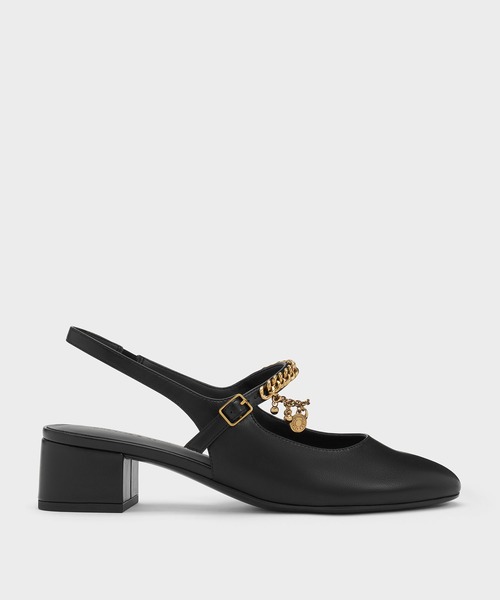 CHARLES & KEITH(チャールズ & キース)の「ダブルチェーン チャーム メリージェーン スリングバックパンプス(パンプス・レディース・オフホワイト/ブラック・23.5cm/24.5cm/22.5cm)」の13枚目の写真