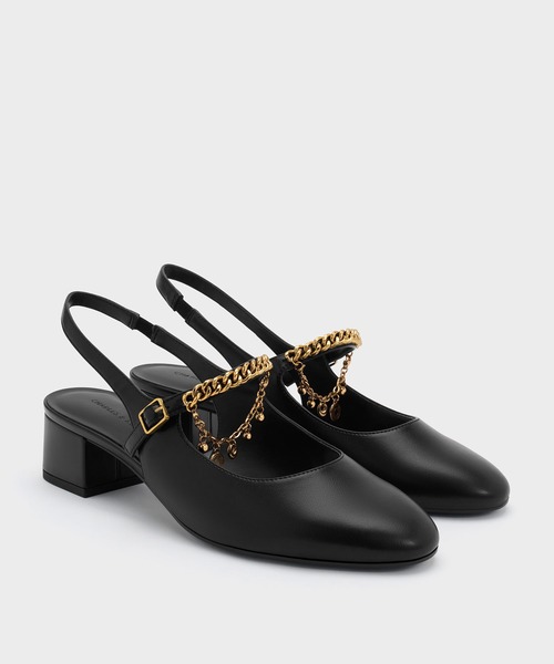 CHARLES & KEITH(チャールズ & キース)の「ダブルチェーン チャーム メリージェーン スリングバックパンプス(パンプス・レディース・オフホワイト/ブラック・23.5cm/24.5cm/22.5cm)」の14枚目の写真