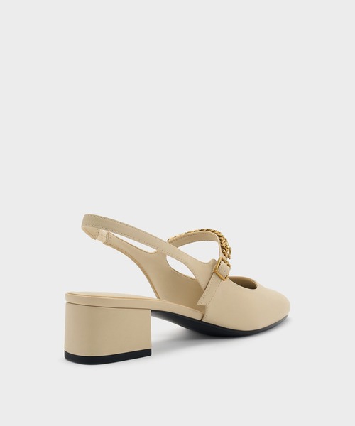 CHARLES & KEITH(チャールズ & キース)の「ダブルチェーン チャーム メリージェーン スリングバックパンプス(パンプス・レディース・オフホワイト/ブラック・23.5cm/24.5cm/22.5cm)」の10枚目の写真