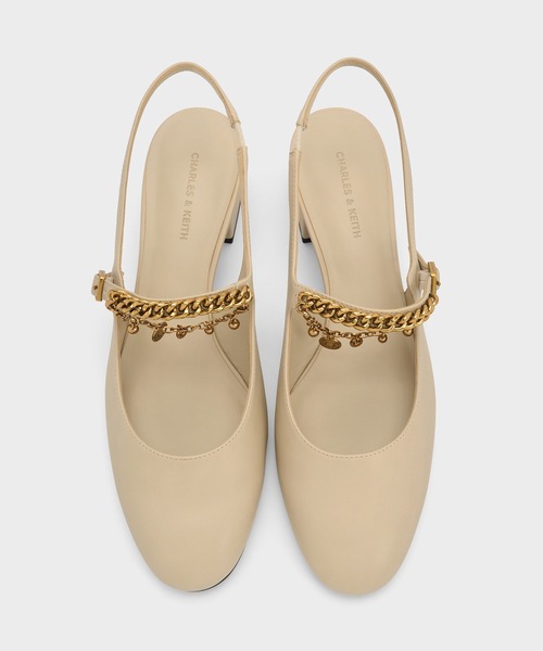 CHARLES & KEITH(チャールズ & キース)の「ダブルチェーン チャーム メリージェーン スリングバックパンプス(パンプス・レディース・オフホワイト/ブラック・23.5cm/24.5cm/22.5cm)」の12枚目の写真