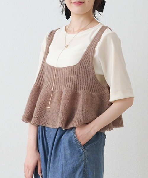 PUAL CE CIN(ピュアルセシン)の「【ZOZO限定】ニットフレアビスチェ(ニット/セーター・レディース・ブラック/グレー/ベージュ・FREE)」の6枚目の写真