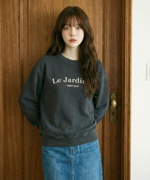 SWEET SOUP(スウィートスープ)の「レタリングオーバーサイズスウェットシャツ(WCRLTF1)(Tシャツ/カットソー・レディース・チャコールグレー/ブラック/ライトグレー・55/66)」の7枚目の写真