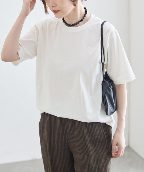 journal standard L'essage(ジャーナルスタンダードレサージュ)の「47/2スーピマコンパクトTシャツ(Tシャツ/カットソー・レディース・ホワイト/オリーブ/グレー・FREE)」の18枚目の写真