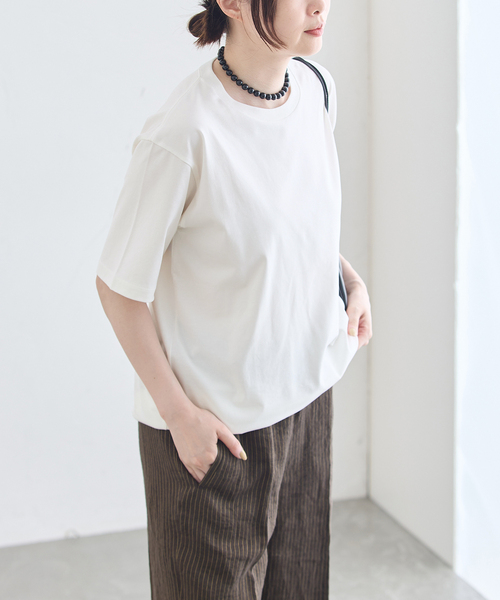 journal standard L'essage(ジャーナルスタンダードレサージュ)の「47/2スーピマコンパクトTシャツ(Tシャツ/カットソー・レディース・ホワイト/オリーブ/グレー・FREE)」の19枚目の写真