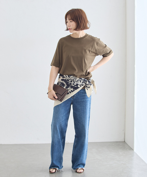 journal standard L'essage(ジャーナルスタンダードレサージュ)の「47/2スーピマコンパクトTシャツ(Tシャツ/カットソー・レディース・ホワイト/オリーブ/グレー・FREE)」の14枚目の写真