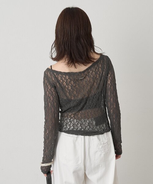mline（エムライン）の「[mline]オフショル ドレープトップス（Tシャツ/カットソー・レディース・アイボリー/チャコールグレー・FREE）」の14枚目の写真