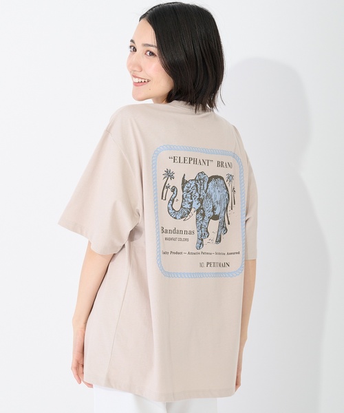 petit main LIEN(プティマインリアン)の「【ELEPHANT/リンク】ゆるシルエット半袖Tシャツ(Tシャツ/カットソー・レディース・ベージュ/オフホワイト・L/M)」の1枚目の写真