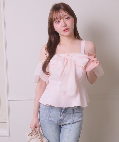 LIPSERVICE(リップサービス)の「リボンオフショルペプラムトップス(Tシャツ/カットソー・レディース・ブラウン/ブラック/ピンク/アイボリー・FREE)」の22枚目の写真