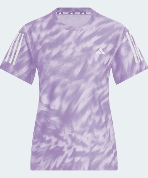 adidas(アディダス)の「オウン ザ ラン 総柄プリント 半袖Tシャツ / アディダス adidas(Tシャツ/カットソー・レディース・パープル・XX-LARGE/LARGE/MEDIUM/SMALL/X-LARGE/X-SMALL)」の4枚目の写真