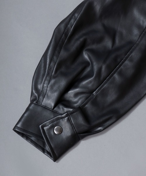 SITRY(シトリー)の「Synthetic Leather A-2 Jacket/フェイクレザー オーバーサイズ A-2フライトジャケット ブルゾン(ブルゾン・メンズ・ブラック・M/L/LL)」の10枚目の写真