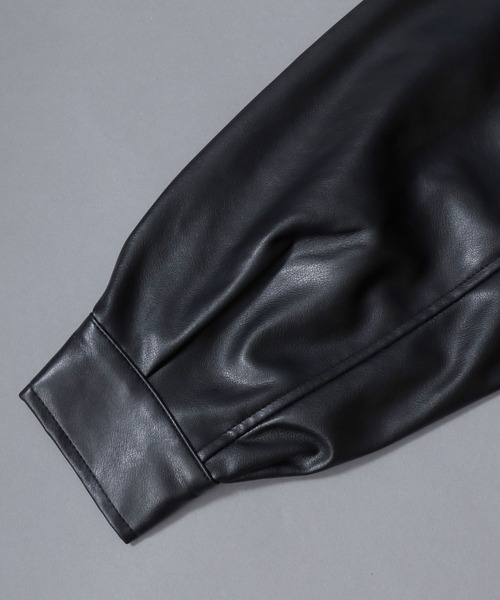 SITRY(シトリー)の「Synthetic Leather A-2 Jacket/フェイクレザー オーバーサイズ A-2フライトジャケット ブルゾン(ブルゾン・メンズ・ブラック・M/L/LL)」の11枚目の写真