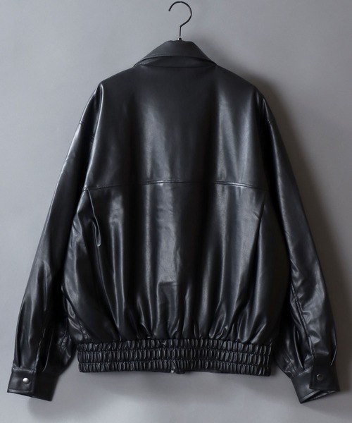 SITRY(シトリー)の「Synthetic Leather A-2 Jacket/フェイクレザー オーバーサイズ A-2フライトジャケット ブルゾン(ブルゾン・メンズ・ブラック・M/L/LL)」の3枚目の写真